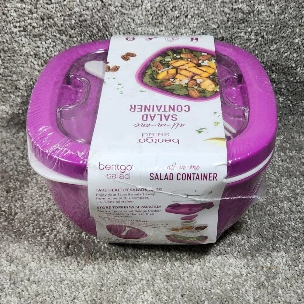 Bentgo Salad Container Purple All-in-One Lunch‎ Box with Fork BGOSAL-P